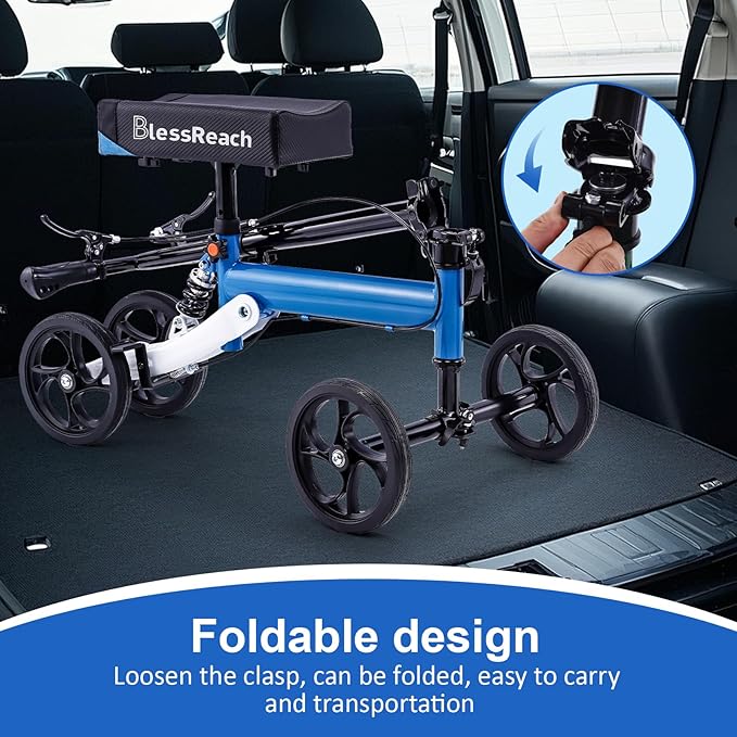 Steerable Knee Walker Deluxe Medical Scooter for Foot Injuries Adult Compact Crutches (WB-2105 Blue)…