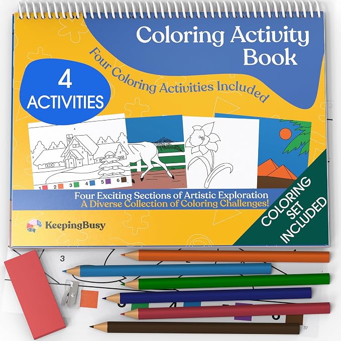 Keeping Busy Coloring Book Kit Dementia Activities for Seniors, Alzheimer Products for Elderly Patients | Cognitive Brain Fun & Easy Adult Coloring Book for Senior Citizens w/Memory Loss or Alzheimers