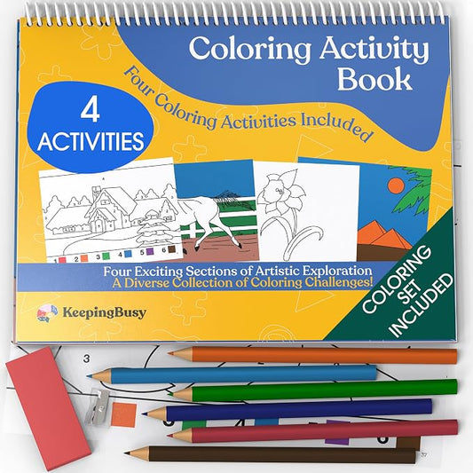 Keeping Busy Coloring Book Kit Dementia Activities for Seniors, Alzheimer Products for Elderly Patients | Cognitive Brain Fun & Easy Adult Coloring Book for Senior Citizens w/Memory Loss or Alzheimers