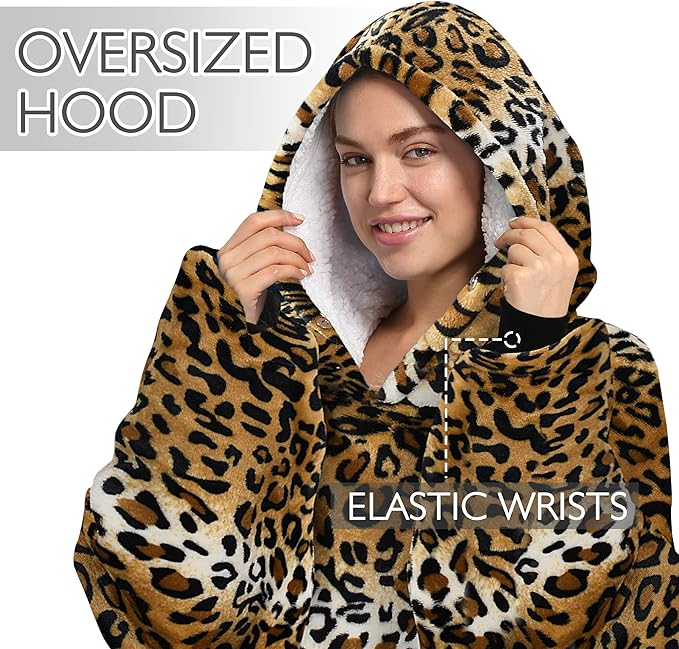 Catalonia Oversized Blanket Hoodie Sweatshirt, Wearable Sherpa Lounging Pullover for Adults Women Men