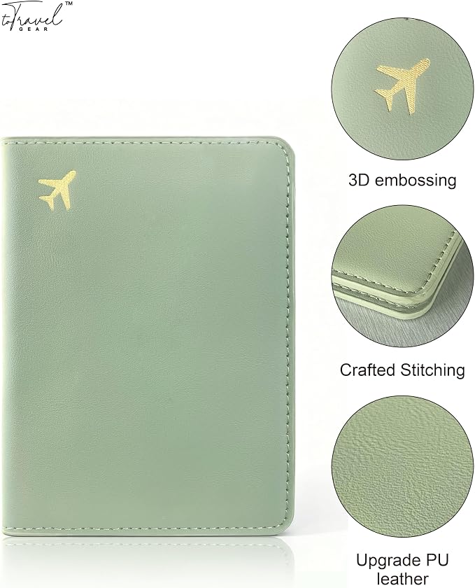 Passport Holder for Travel Essentials,RFID Blocking Passport Cover Case for Travel Accessories,Travel Wallet for Women Men (Sage Green)