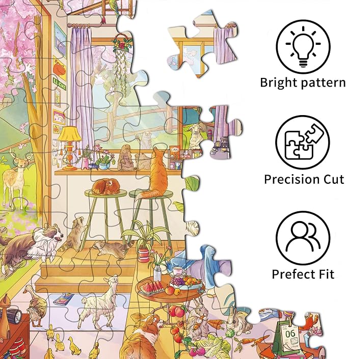 1000 Piece Jigsaw Puzzles for Adults,Sunny Greenhouse Puzzle with 1:1 HD Poster, Precise Interlocking, Letter Markings on Back, Dust-Free, Stress Relief & Ideal Family Game Gift