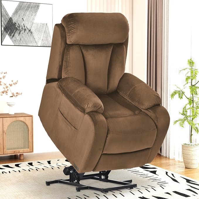 Power Lift Recliner with Remote for Elderly Living Room, Velvet | Side Pocket | Silent Motor | Electric Lift Chair Recliner | Easy Assembly