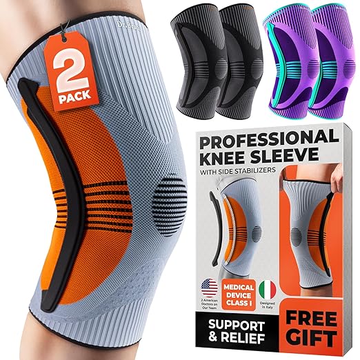 DR. BRACE ELITE Knee Brace with Size Stabilizer (2 Pack) Knee Brace for Women & Men, Workout, Sports, Daily Knee Compression Sleeve for Maximum Knee Pain Support & Fast Recovery (Venus, X-Large) 2