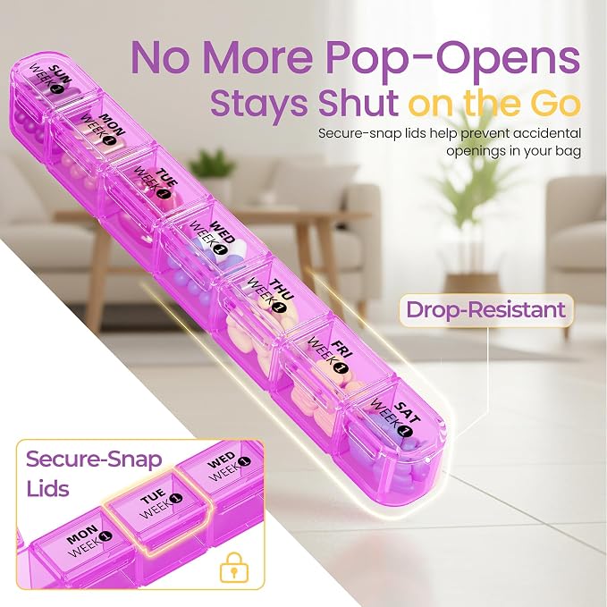 Betife Monthly Pill Organizer 1 Time a Day, 4 Weekly Pill Box Organizer Once a Day, 30 Day Large Pill Case for Travel, 31 Day Daily Medcine Container for Vitamins, Supplement & Medication (White)