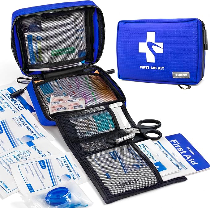 300 Piece First Aid Kit, Compact Waterproof First Aid Bag with 9 Organized Compartments, Portable Emergency Supplies Kit for Outdoor, Camping, Hiking, Car, Home, Travel, Office