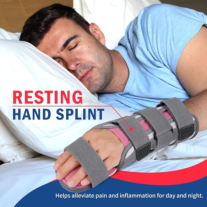 FEATOL Resting Hand Splint For Men and Women, Stroke Hand Night Immobilizer Pain Relief For Carpel Tunnel, Stroke Recovery, Right, Small