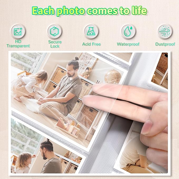 Artfeel Photo Album 4x6 with 1000 Pockets,Slip-in Picture Albums,Linen Cover Memory Book with Front Window,White Page Vertical Photo Book for Wedding,Family,Anniversare,Baby,Vacation