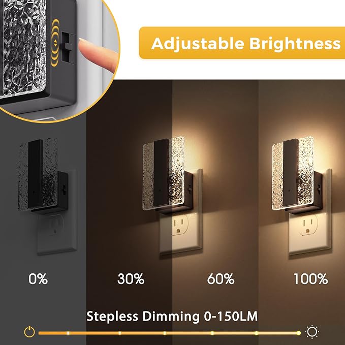 L LOHAS LED Night Light Plug into Wall, 0-100LM Dimmable Night Light with Dusk to Dawn Sensor, Decorative Plug in Night Lights for Bathroom, Hallway, Bedroom, Stairway, 1 Pack