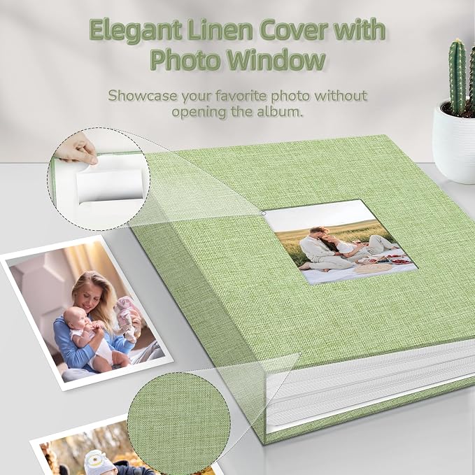 popotop Photo Album 4x6-200 Photos Photo Books with 200 Horizontal Pockets,Linen Cover Albums for Family Wedding Anniversary Baby Vacation Pictures