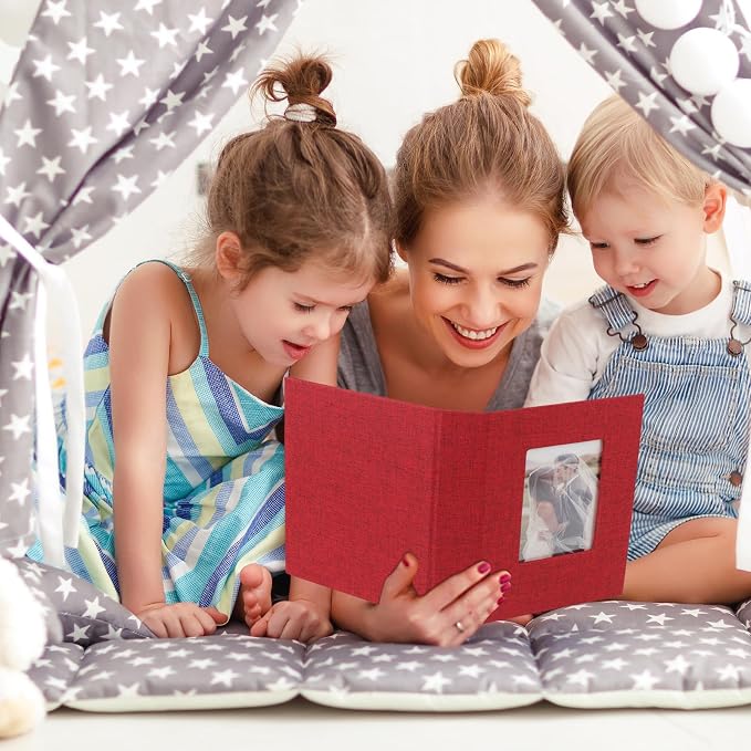vivinin 2 Pack Photo Album 4x6, Linen Cover Photo Book, Small Photo Album Book for 36 Pockets Hold 72 Pictures, Picture Book for Photos Family Anniversaries Baby Vacations（Red）