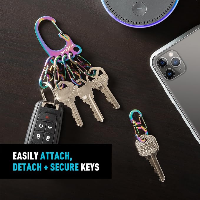 Nite Ize Bigfoot Locker KeyRack - Stainless Steel Holder for Car, House & Other Keys - Carabiner with S-Biners - Holds 15 Keys at Once - Hiking Gear & Essentials - Stainless