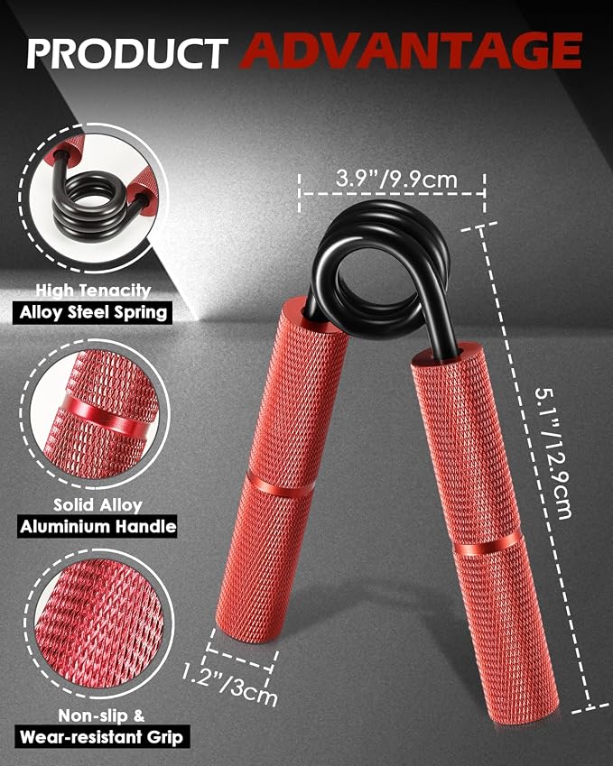 Hozzen Grip Strength Trainer, 6 Pack Grip Strength Trainer Set (50-350LB), No Slip Hand Grip Strengthener, Wrist Forearm Strengthener with Grip Tape for Strength Training, Exercise, Injury Recovery