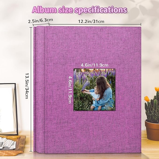 Artfeel Photo Album 4x6 with 600 Pockets,Slip-in Picture Albums,Linen Cover Memory Book with Front Window,White Page Vertical Photo Book for Wedding,Family,Anniversare,Baby,Vacation