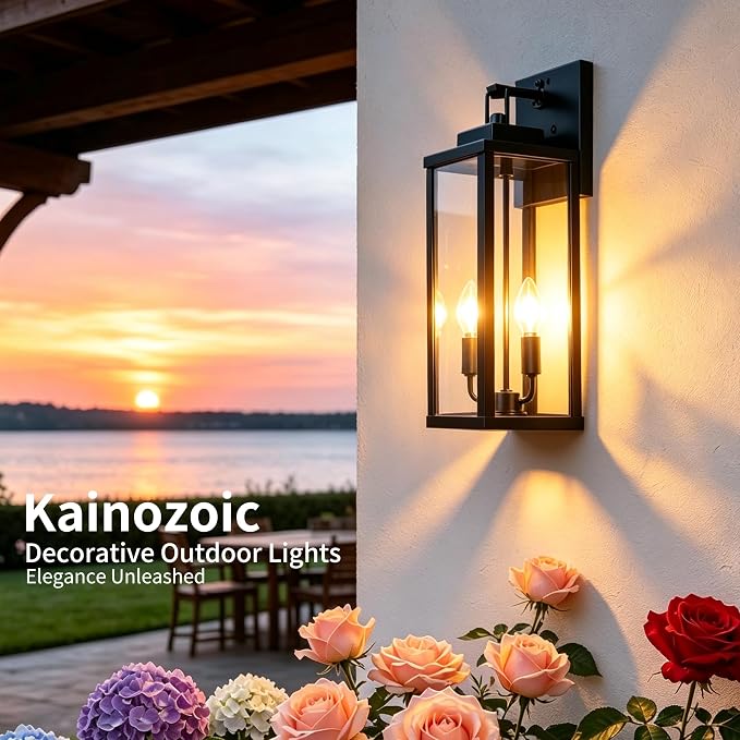 18 Inch Motion Sensor Dawn to Dusk Outdoor Sensor Light Fixture Anti-Rust Exterior Wall Lighting Waterproof Outdoor Wall Lantern for Porch Patio Front Door Garage