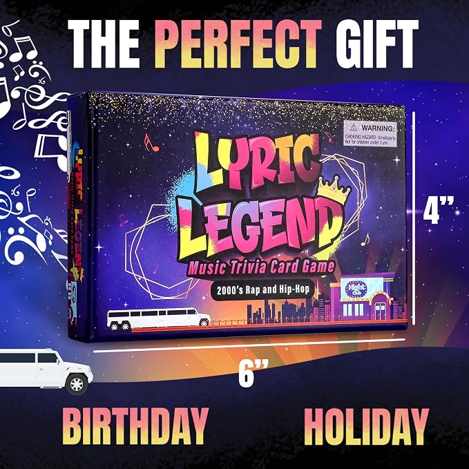 Lyric Legend 2000s Hip-Hop and Rap Music Trivia Game - Adult Games for Game Night - Good for Groups – Finish The Lyrics Party Game - Multiple Choice, Listen While You Play with Included Playlist!
