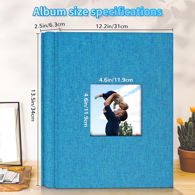 Artfeel Photo Album 4x6 with 600 Pockets,Slip-in Picture Albums,Linen Cover Memory Book with Front Window,White Page Vertical Photo Book for Wedding,Family,Anniversare,Baby,Vacation