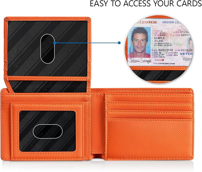 RUNBOX Wallet for Men -Slim Rfid Leather Mens Bifold Novelty Wallets 2 ID Window With Gift Box Men's Accessories | Minimalist Front Pocket Design, Holds 15 Cards, Large Capacity with Cash Pocket,Compact and Thin, Birthday Gifts for Men