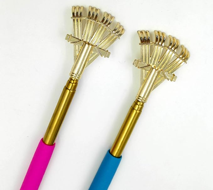 zdyCGTime Metal Portable Extendable Telescopic Rake Claws Back Scratchers/Hand Massager/backslap with Rubber Handles(2-Packs) (Rake Claws)