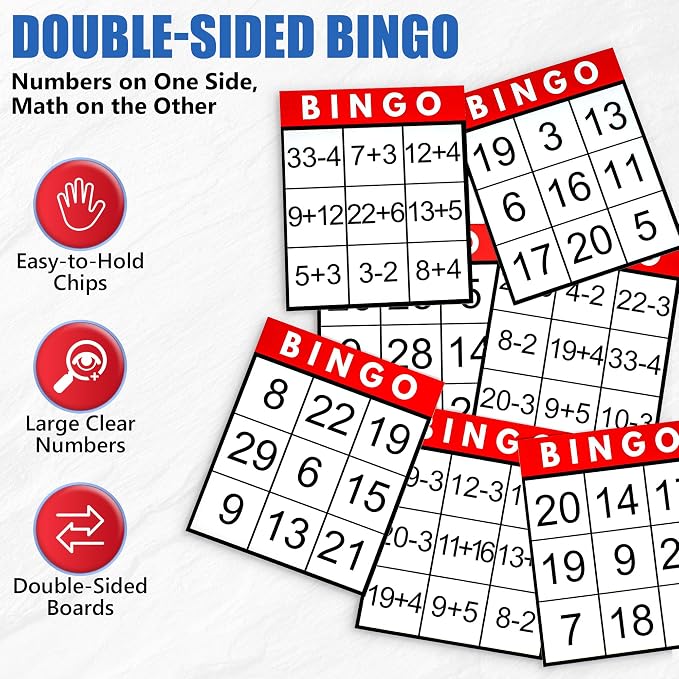 Assistex Large Print Bingo Cards for Seniors - Double-Sided Jumbo Bingo Cards with Complete Set, Fun Elderly Card Games, Perfect for Assisted Living and Stress Relief Activities