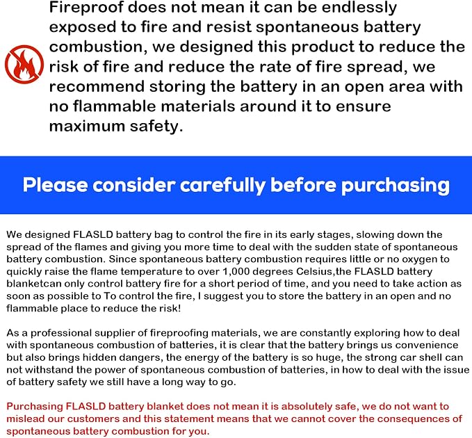 FLASLD Fireproof Lithium Battery Cover 47×47 inch, Fastest & Simplest Way to Isolate and Extinguish Small Fires, Fire Blanket for E-Scooter and E-Bike Grey