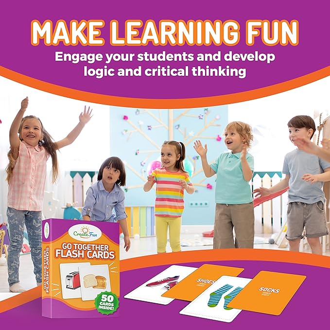 Go Together Flash Cards, 50 Real Matching Picture Cards, 25 Pairs | Cognitive tool - Kids,Adults,Speech therapy,ESL,Autism learning,Dementia activities,Memory,Language Development & Classroom