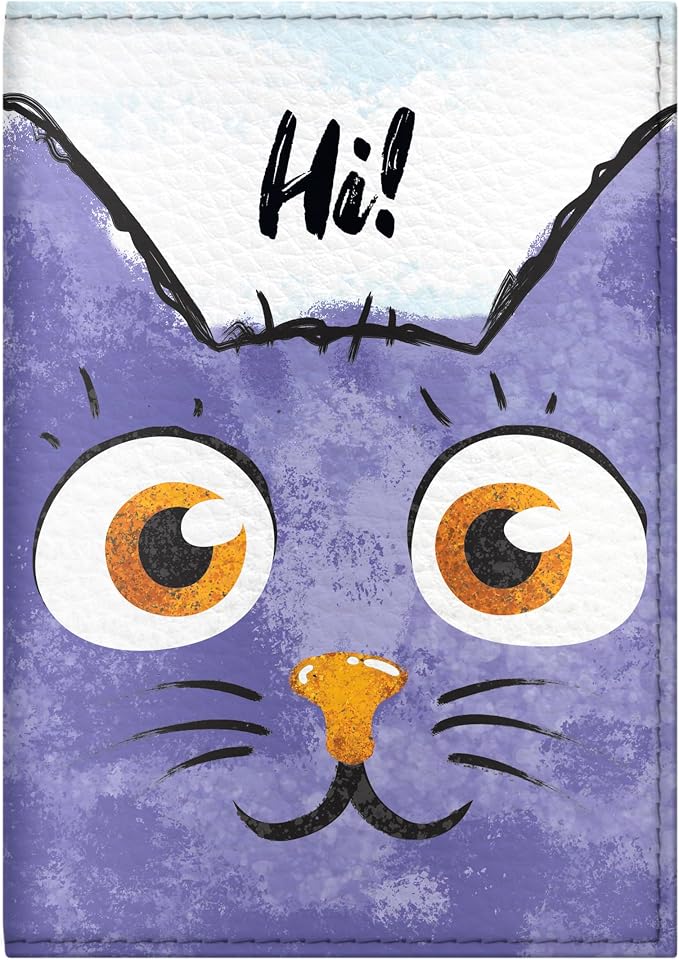 Passport Cover for Kids, Women and Men, Cute Travel Passport Holder (Cat Face)