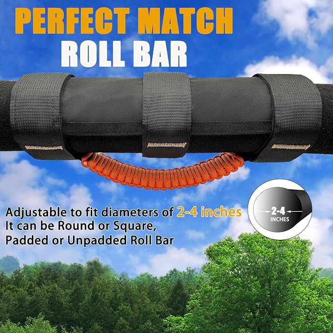 4 Pack Paraocrd Roll Bar Grab Handles for Jeep Wrangler Accessories | CJ YJ TJ JK JL LJ JLU JKU Sahara Freedom Rubicon, Gladiator JT (1955-2023 Modle), Upgrade Strong Metal Buckle, Non-Deformable