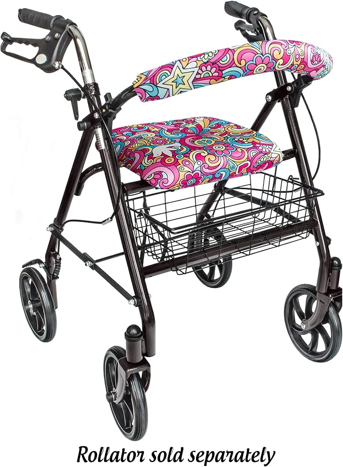 Top Glides Universal Rollator Walker Seat and Backrest Covers (Peace)
