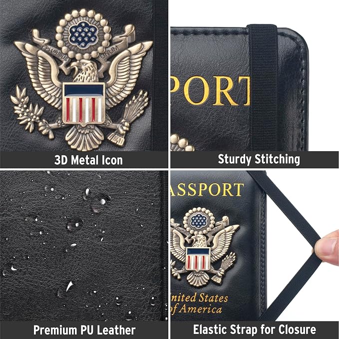 Coowayze Passport Holder Cover for Women Men, Leather US Passport Wallet Case with Vaccine Card Slot for Travel, RFID Passport Book Cover Travel Document Organizer Carrier
