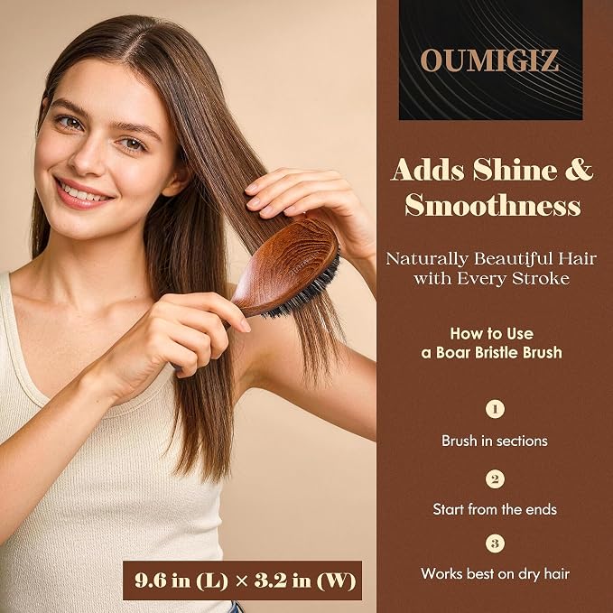 Boar Bristle Hair Brush Set, Large and Mini, Since 1965 British Craftsmanship Handmade Natural Wooden, Pure Soft Bristles, Gentle Detangling for Women Men Kids, Thin Fine Hair, Smooth & Shine