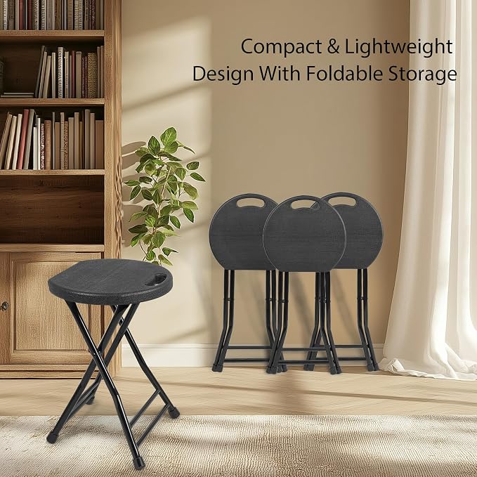 Folding Stool with Handle, Folding Chair,Folding Bar Stool with Non-Slip Feet,Indoor and Outdoor Foldable Stool for Adults(13"×11.5"×18")