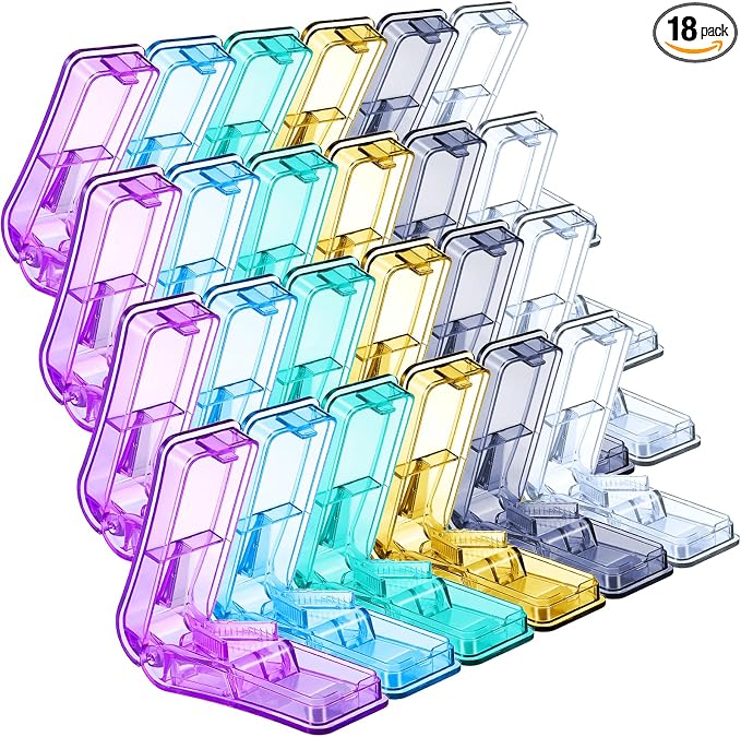 Nuanchu 18 Pieces Pill Cutter Portable Medicine Holder with Stainless Steel Blade Easy Cut for Cutting Pills Tablet in Half for Daily Life