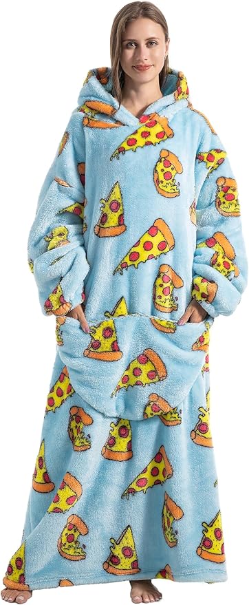 Blanket Hoodie, Long Hooded Blanket Sweatshirt as Birthday Gifts for Women Men, Long Wearable Blanket for Women Men.
