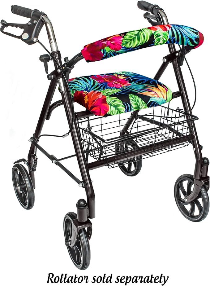 Top Glides Universal Rollator Walker Seat and Backrest Covers (Tropical)