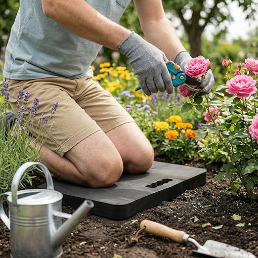 Gardzen 3 Pack Extra Thick Kneeling Pad for Gardening Work | 1.5 Inch Soft NBR Foam Knee Cushion Bathing Baby, Large Smooth Kneeler Mat Yoga Exercise, 18x11, Black