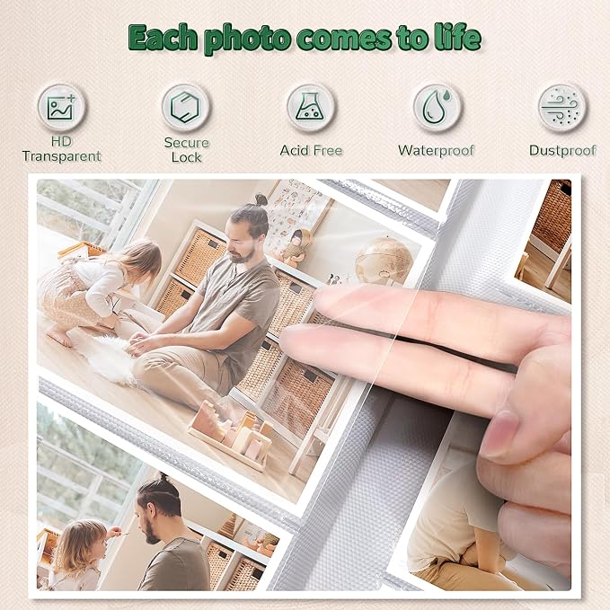 Artfeel Photo Album 4x6 with 1000 Pockets,Slip-in Picture Albums,Linen Cover Memory Book with Front Window,White Page Vertical Photo Book for Wedding,Family,Anniversare,Baby,Vacation