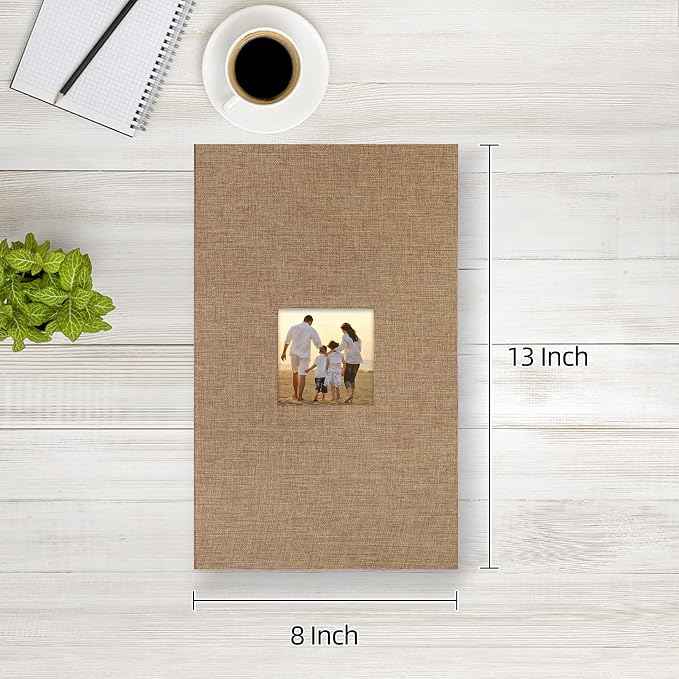 potricher Small Photo Album 4x6 300 Photos Linen Cover Picture Photo Book for Family Wedding Anniversary Baby Vacation (Khaki,300 Pockets)