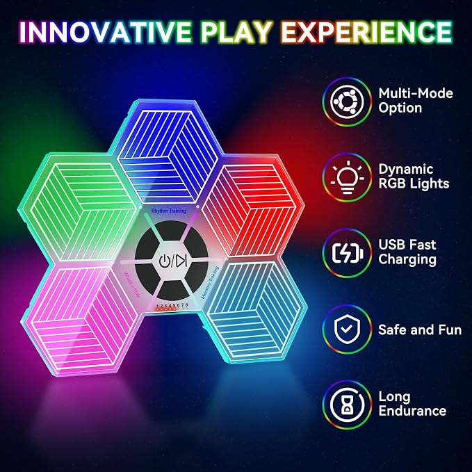 ETPlanet Light Up Memory Game Handheld Electronic Toys with Lights and Sound Effects, Smart Multi-Function Desktop Metronome, Puzzle Memory Rhythm Training Board Challenge for Kids Ages 3 4 5 6 and Up