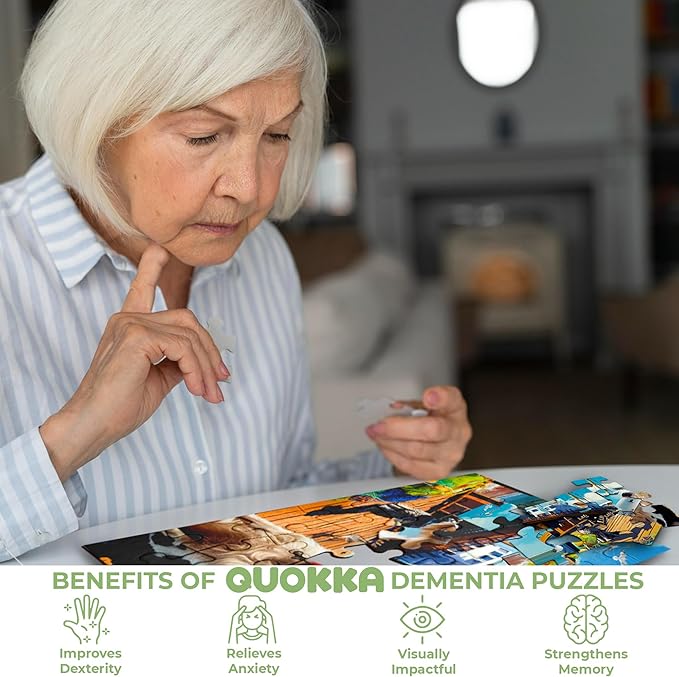 QUOKKA 100 Piece Dementia Activities for Adults - 3 Set Dementia Puzzles for Elderly - Large Piece Gifts Products for Seniors - Alzheimers Jigsaw Puzzle Games for Adults with Horses, Dogs and Cars