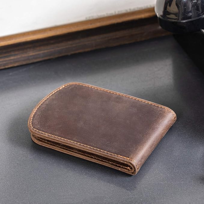 Polare Slim Curve Front Pocket RFID Blocking Italian Real Leather Bifold Wallet for Men