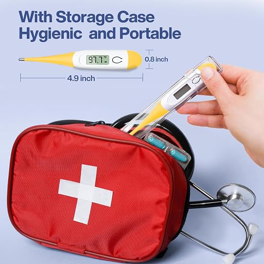 Boncare Digital Thermometer for Adults, Kids & Babies, Yellow | Accurate & Safe Oral and Rectal Thermometer with 10-Second Reading and Fever Alarm