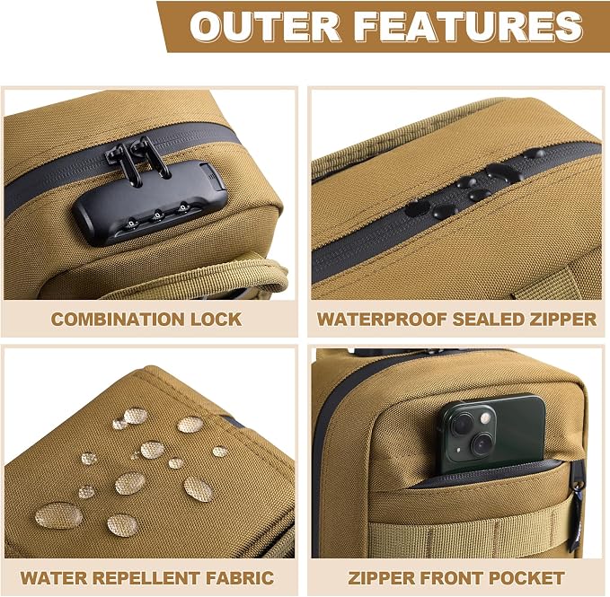 Storage Bag with Combination Lock Travel Medicine Lock Box Carbon Lined Tactical Molle Pouch Mini Money Organizer Container Case