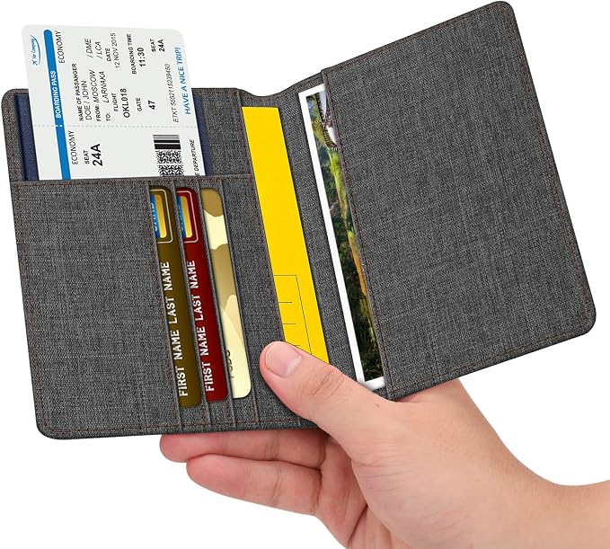 FINTIE Passport Holder, Slim Travel Wallet RFID Blocking Card Case Cover | Passport Cover Protector Essentials with Credit Card Slots, For Women/Men