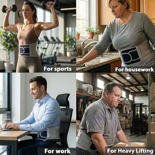 Back Brace for Lower Back Pain Relief - 4X Stronger Lumbar Support Belt with Heating Massage Pad, Adjustable Posture Corrector for Sitting Long Hours, Breathable & Thin Under Clothes for Women Men, 4XL (Waist 41 - 57")