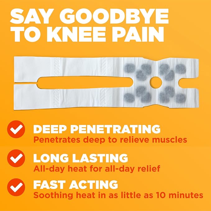 ThermaCare Knee Heat Wraps for Knee Pain Relief - Heating Pads with 8-Hour Heat Therapy - Flexible Heat Wraps for Joint & Muscle Pain, Secure Fit for Daily Comfort & Support for Wear - 2 Count