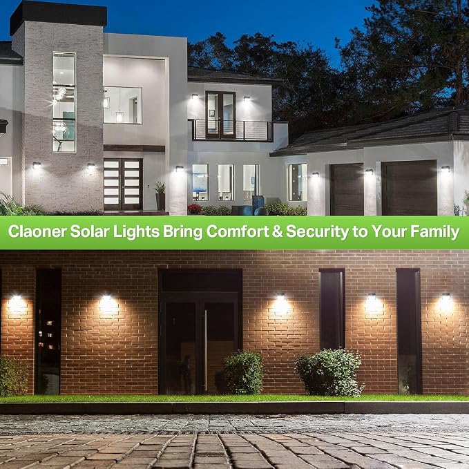 CLAONER Solar Lights Outdoor [𝟒 𝐏𝐚𝐜𝐤/126 LED], Wireless Motion Sensor Lights, IP65 Waterproof Security Lights 3 Modes, 270° Lighting Angle, Ultra-Bright Wall Lights for Deck Patio Fence Garage