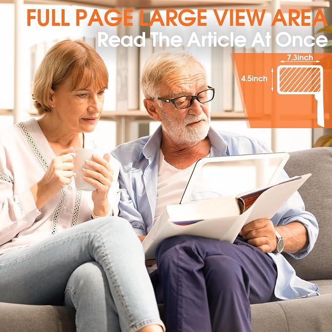 Large Magnifying Glass with Light, Full Page Magnifier 48LED Cold & Warm Light with 3 Modes, Folding Handheld Illuminated Lighted Magnifier for Seniors Low Vision Reading Inspection (Orange)