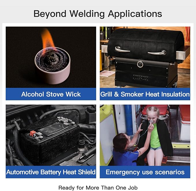 Fireproof Welding Blanket - 40x40 Inch, Matska Carbon Felt Soldering Mat & Pad, ASTM D6413 Certified 5mm Flame Retardant Fabric, Heat Shield for Brazing, Automotive Repair, Grill & Smoker, Black