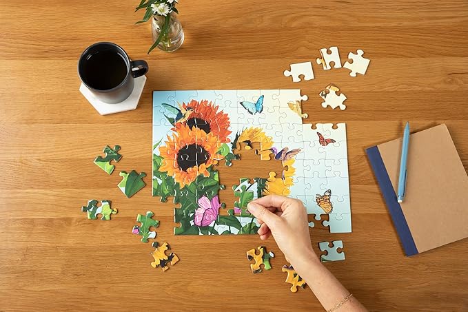 Large Piece Jigsaw Puzzle – Easy & Colorful, Dementia & Memory Activities for Seniors, Elderly Gifts, 72 Pieces, Summer Bloom